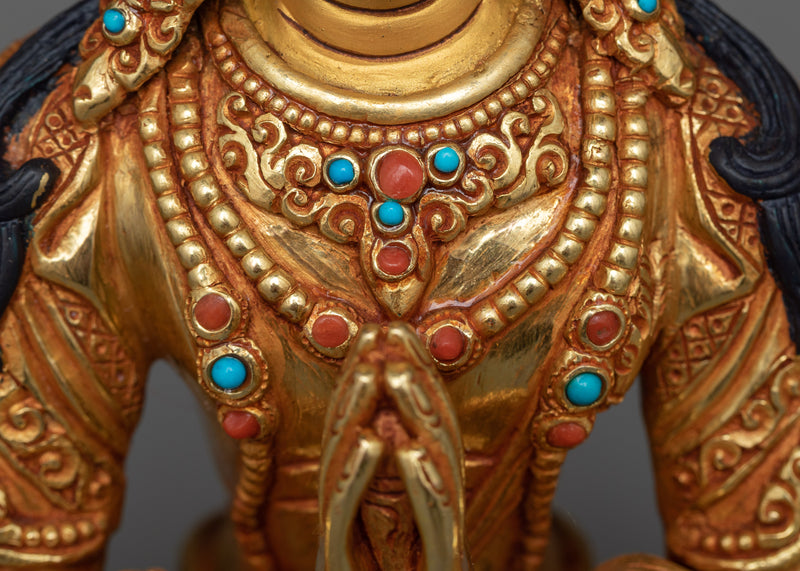 Chenrezig Buddha Sculpture | Compassionate Radiance | 24K Gold Gilded Art