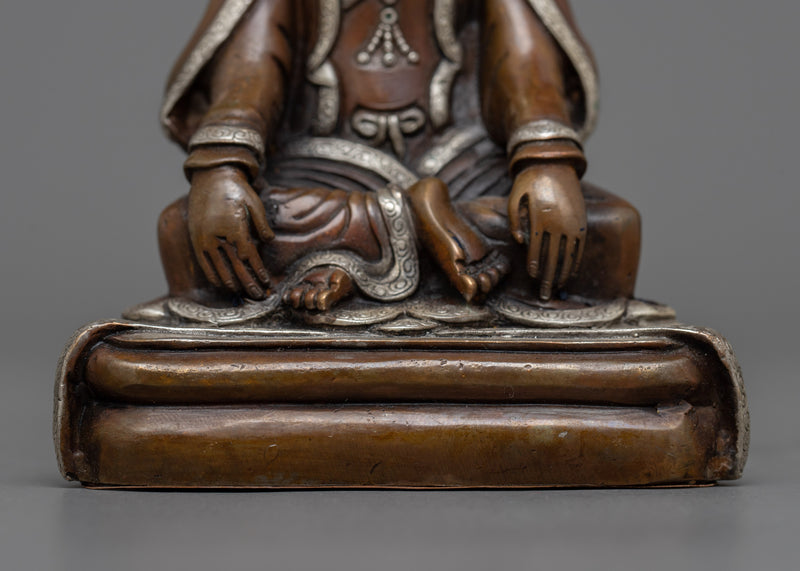 Silver-Plated Marpa Miniature Sculpture | A Beacon of Spiritual Guidance