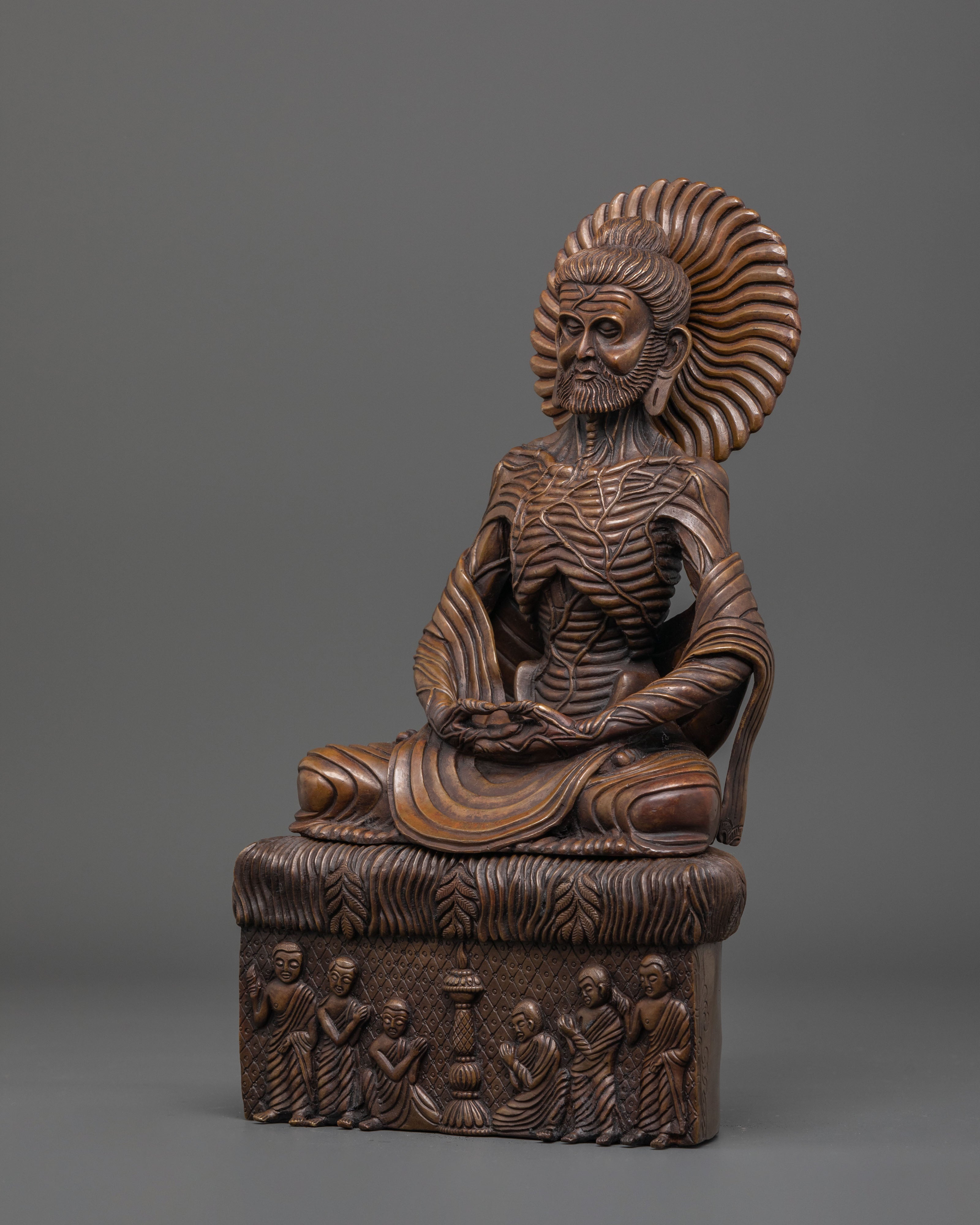 Handmade Copper Statue of Fasting Buddha | Symbol of Mindful Abstention