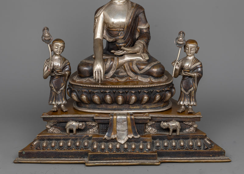 Silver-Plated Enlightened-One Statue | Majestic Symbol of Awakening