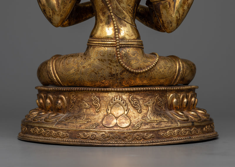 Antique Finished Chenrezi Statue | Embodiment of Infinite Compassion