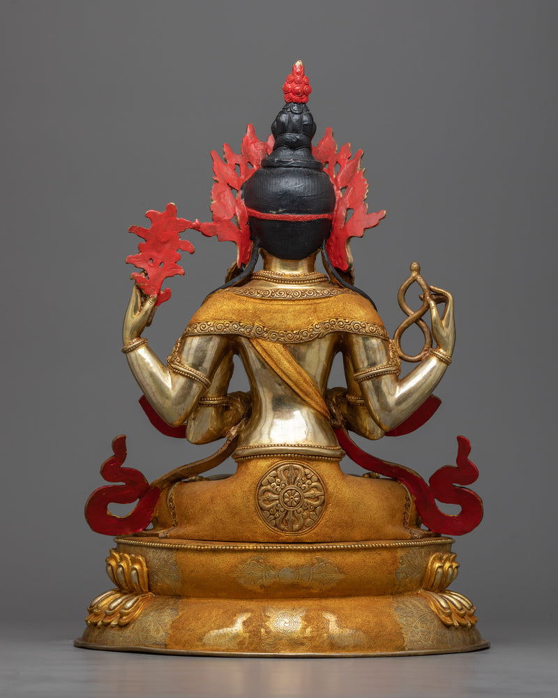 4 Arms Chenrezig Buddha | Gold Gilded Compassion