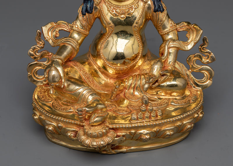 Yellow Dzambhala Sadhana Sculpture | Prosperity in 24K Gold Gilding