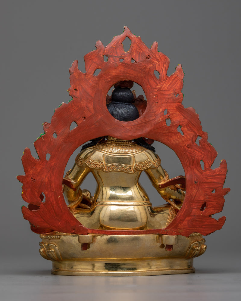 Yellow Dzambhala Sadhana Sculpture | Prosperity in 24K Gold Gilding
