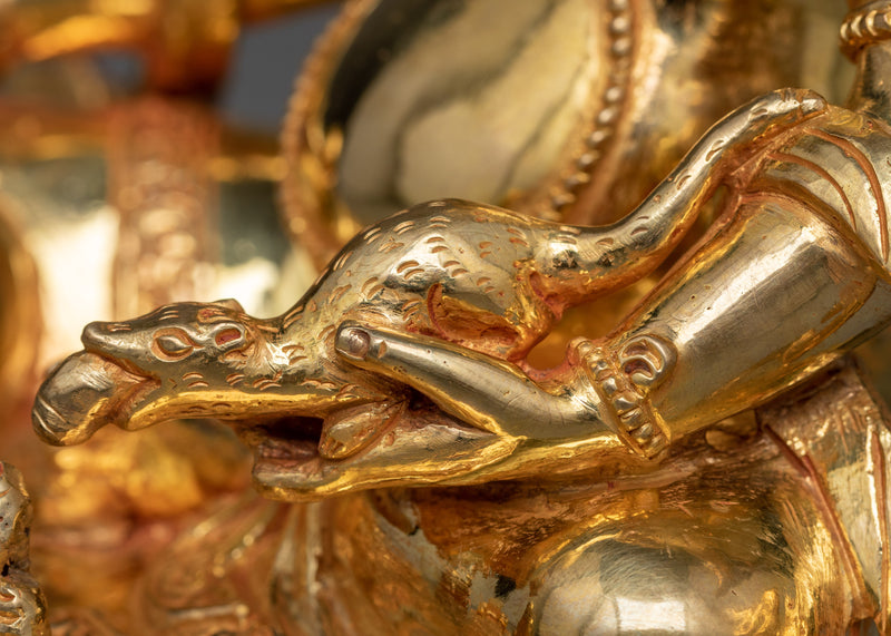 Yellow Dzambhala Sadhana Sculpture | Prosperity in 24K Gold Gilding