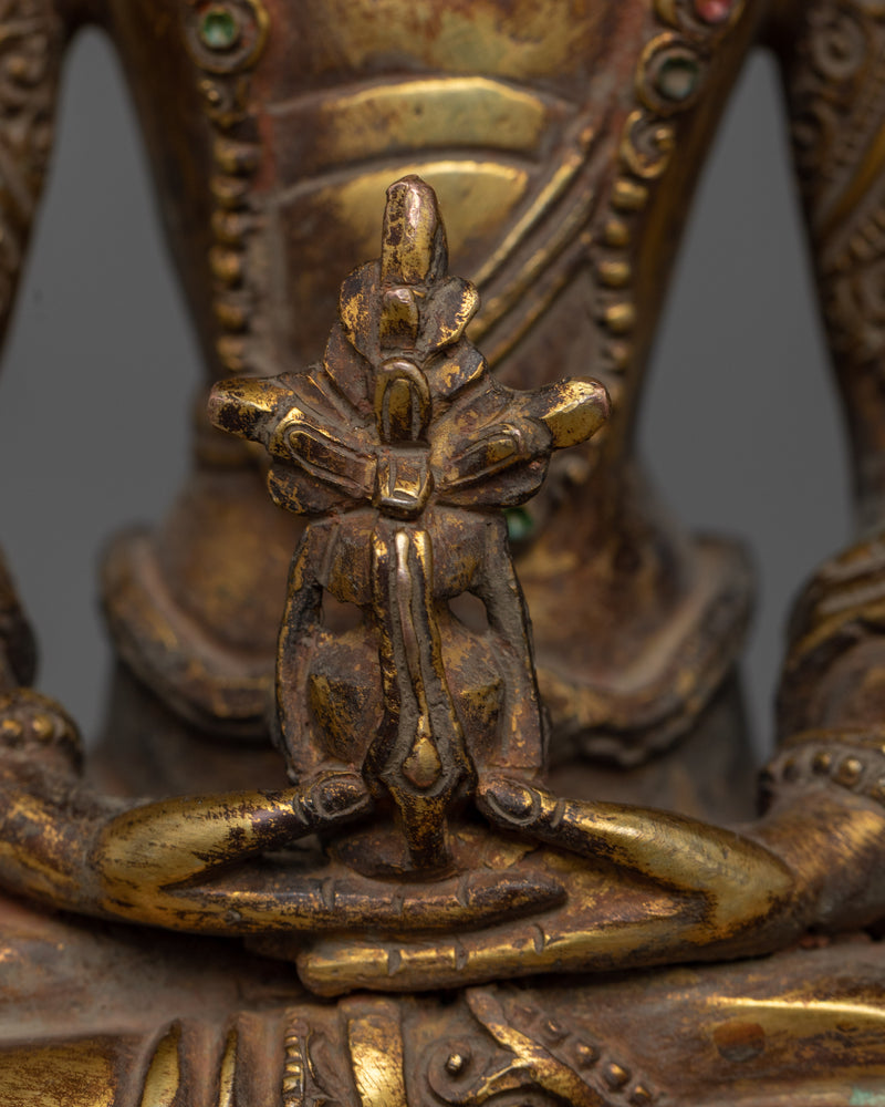 Amitayus, The Buddha of Long Life | Antique Gold Gilded Copper Statue