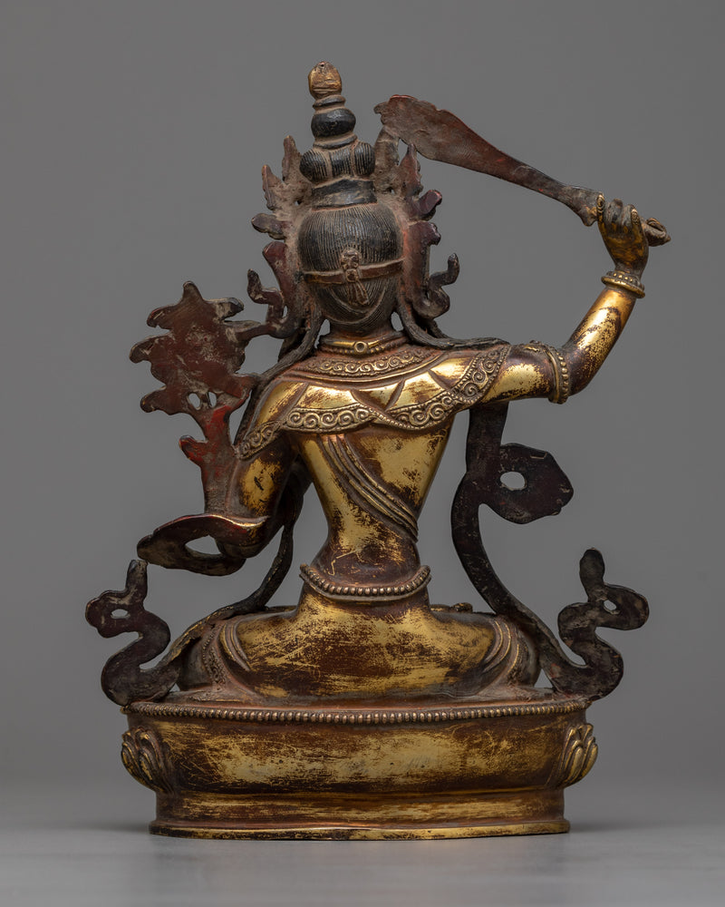 Bodhisattva Manjusri Statue | Wisdom's Beacon in Gold Gilded Copper