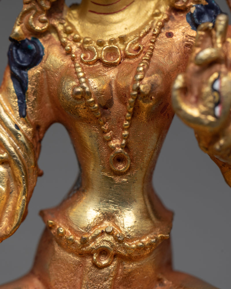 Enchanting Miniature Sita Tara Statue | 24K Gold Electroplated Copper