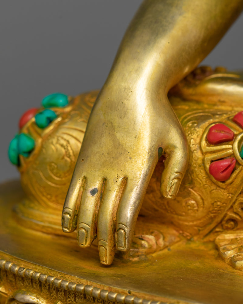 Buddha Shakyamuni Figur | 24K Gold Gilded Copper