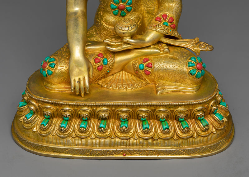 Buddha Shakyamuni Figur | 24K Gold Gilded Copper