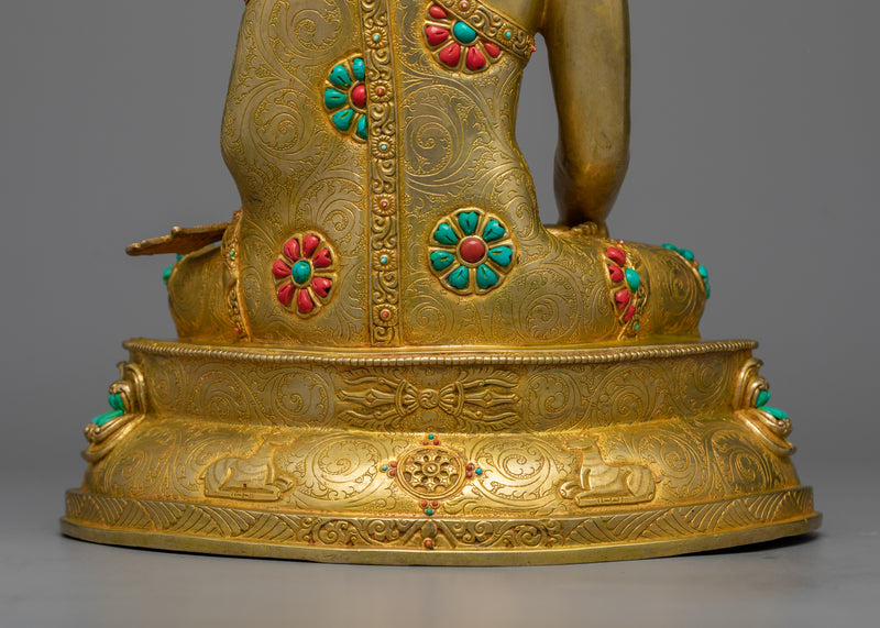 Buddha Shakyamuni Figur | 24K Gold Gilded Copper