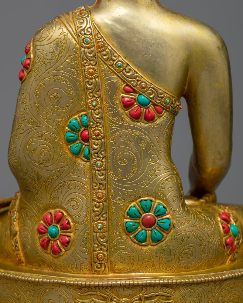 Buddha Shakyamuni Figur | 24K Gold Gilded Copper
