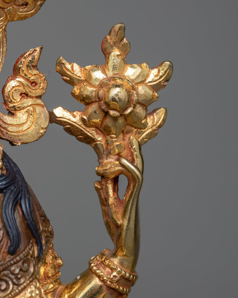 Elegant Chenrezig Figur in 24K Gold | Made in Nepal | Himalayan Artifact