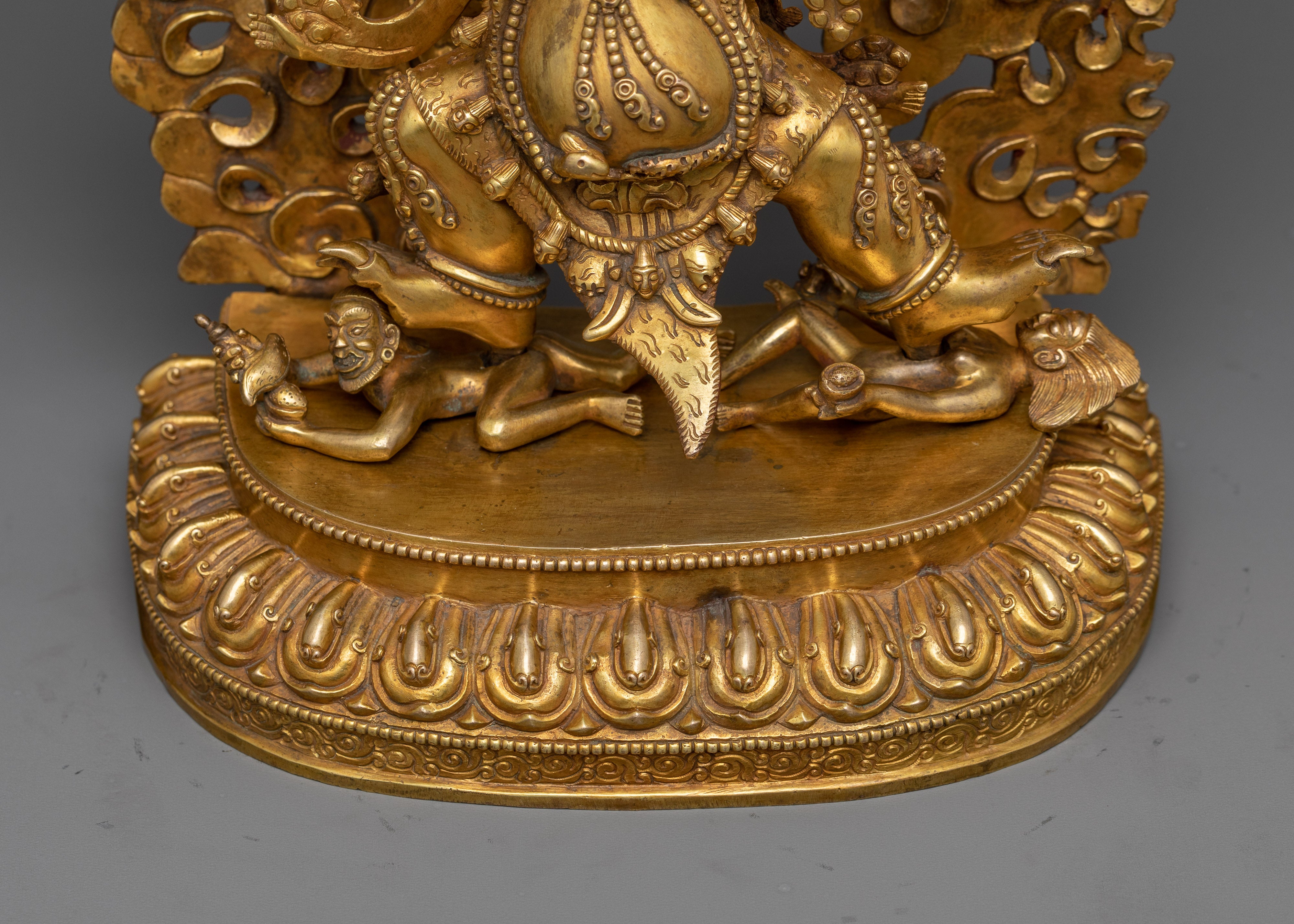 Fierce Guru Drakpo Idol | 24K Gold Gilded Copper Sculpture
