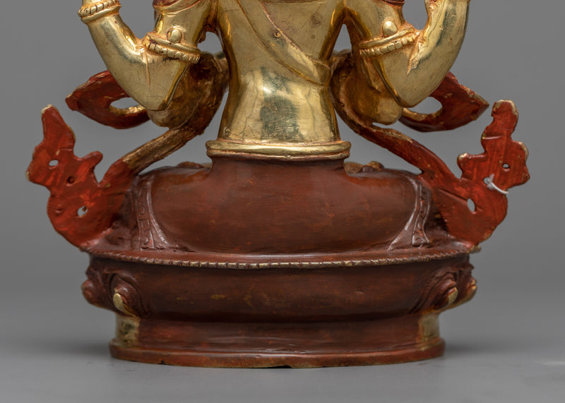 Chenrezig Lotus Sutra Statue | 24K Gold Gilded Compassion Sculpture