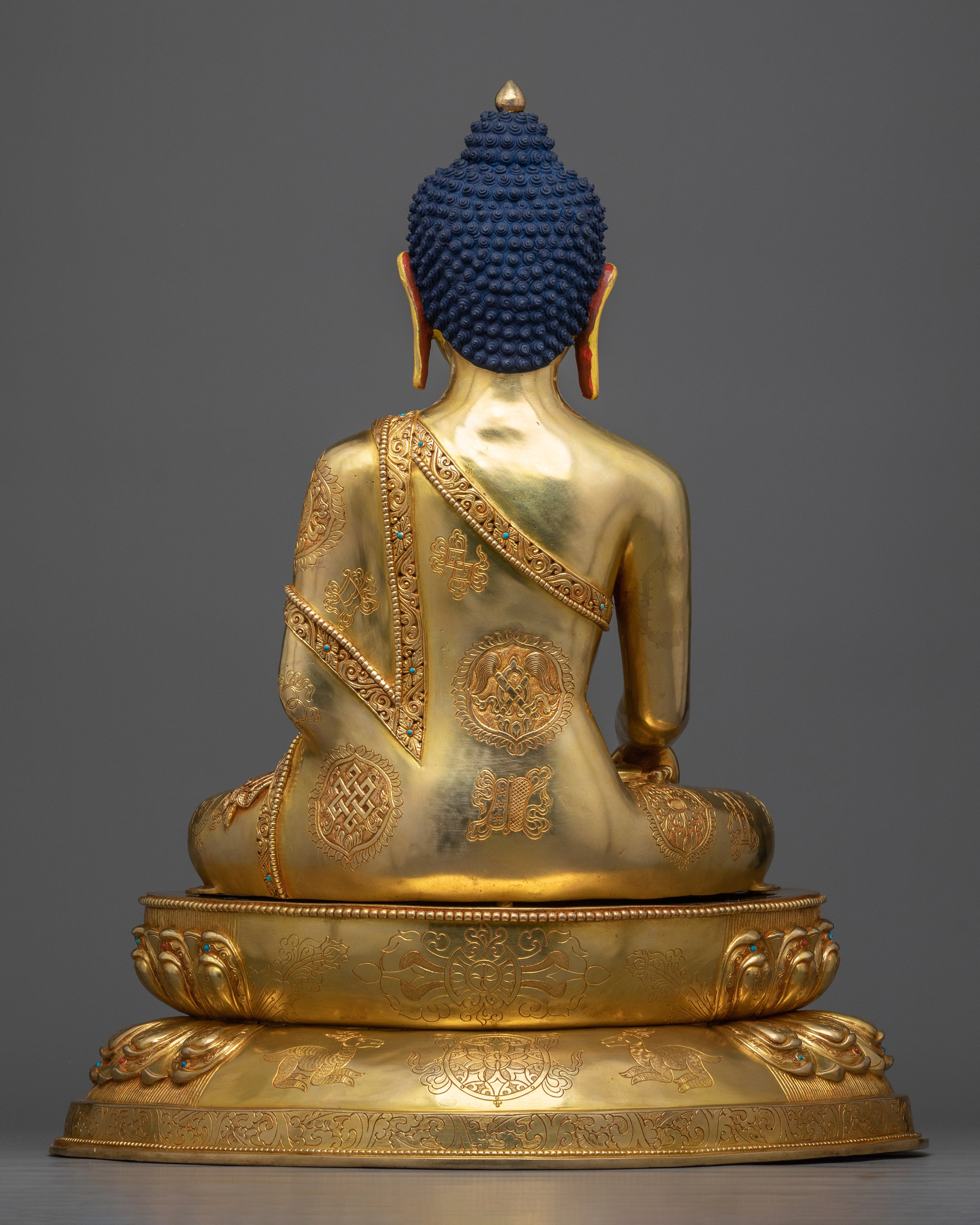 Majestic Bhagavan Shakyamuni Sculpture | 24K Gold Gilded Copper Statue