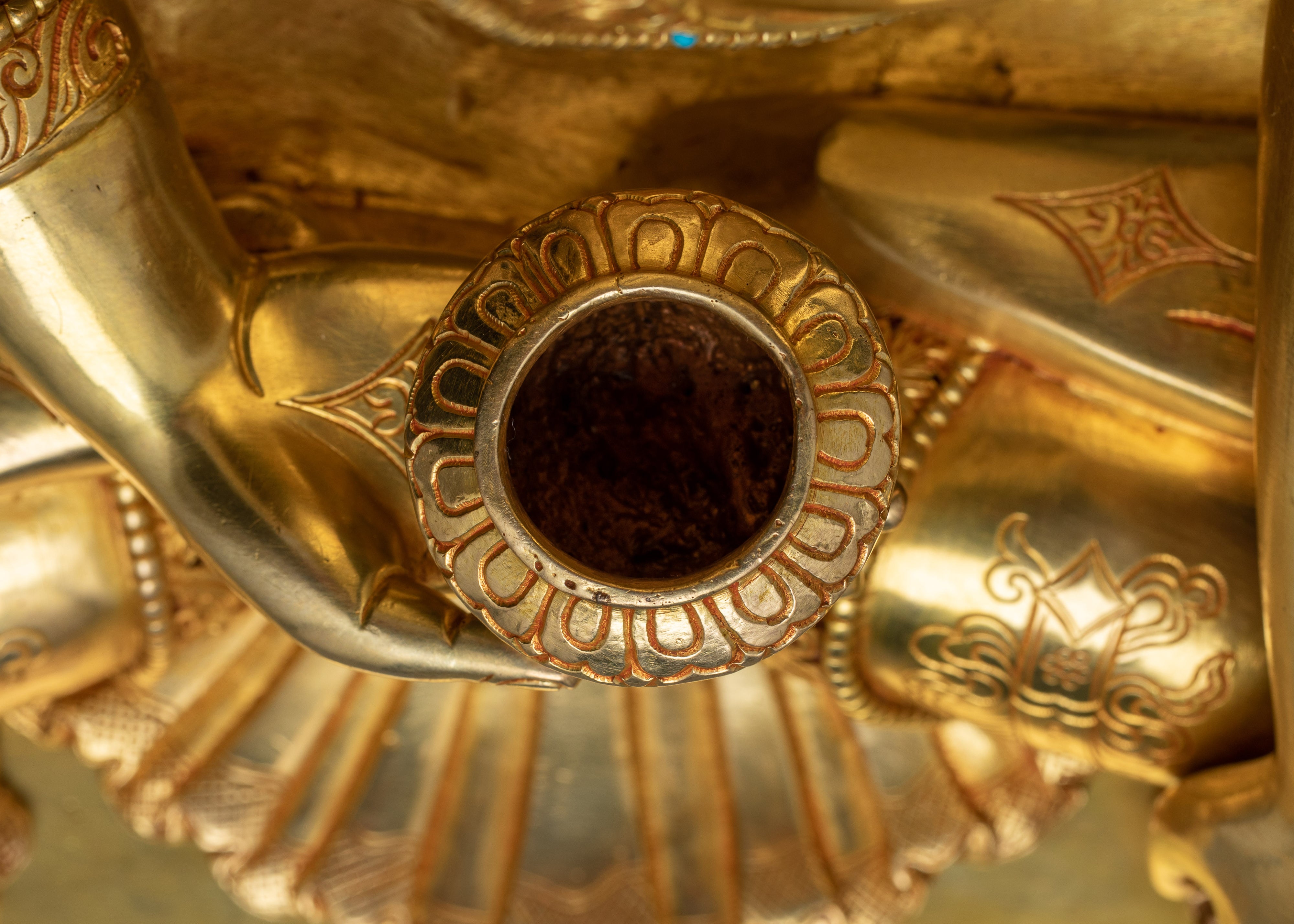 Majestic Bhagavan Shakyamuni Sculpture | 24K Gold Gilded Copper Statue