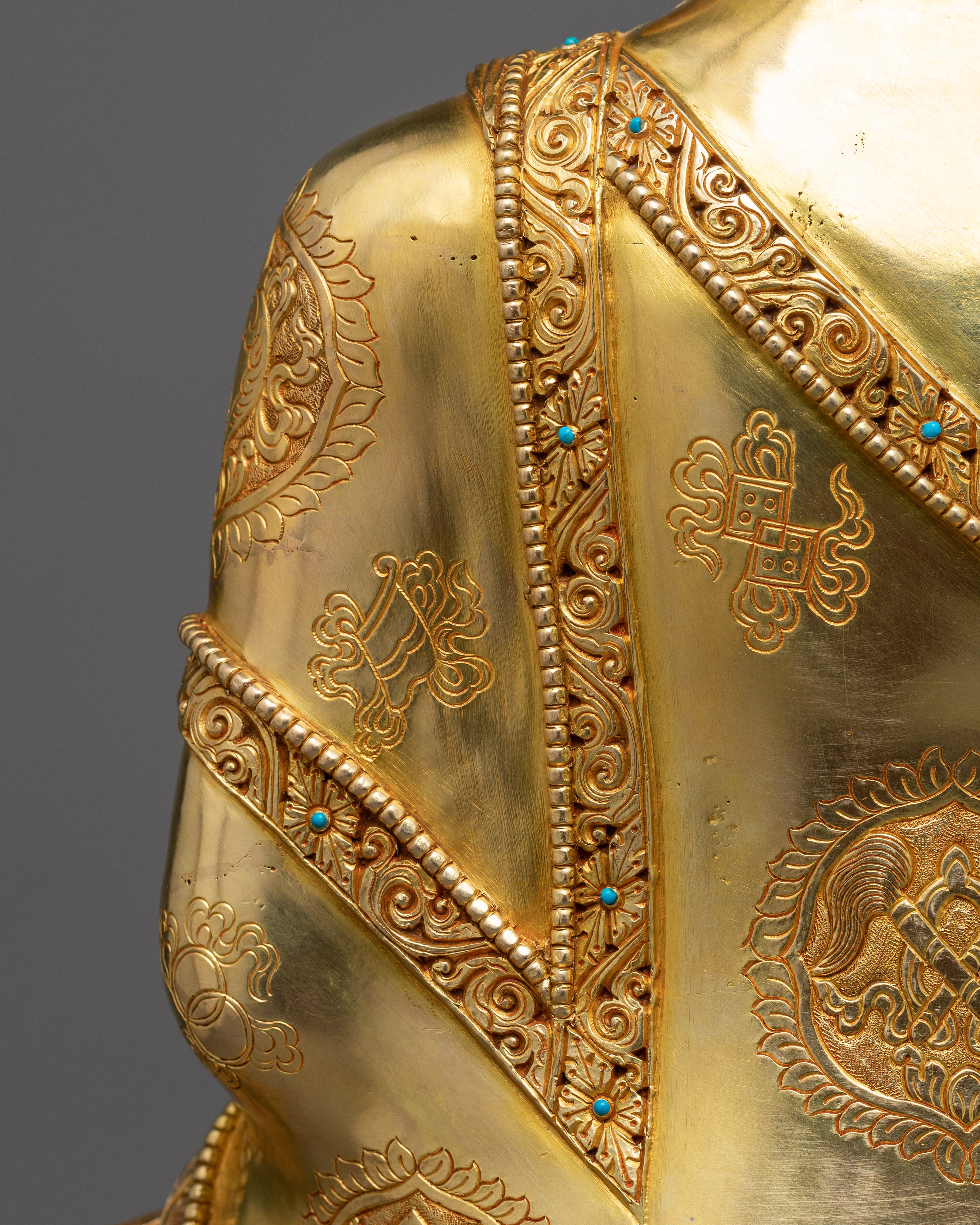 Majestic Bhagavan Shakyamuni Sculpture | 24K Gold Gilded Copper Statue