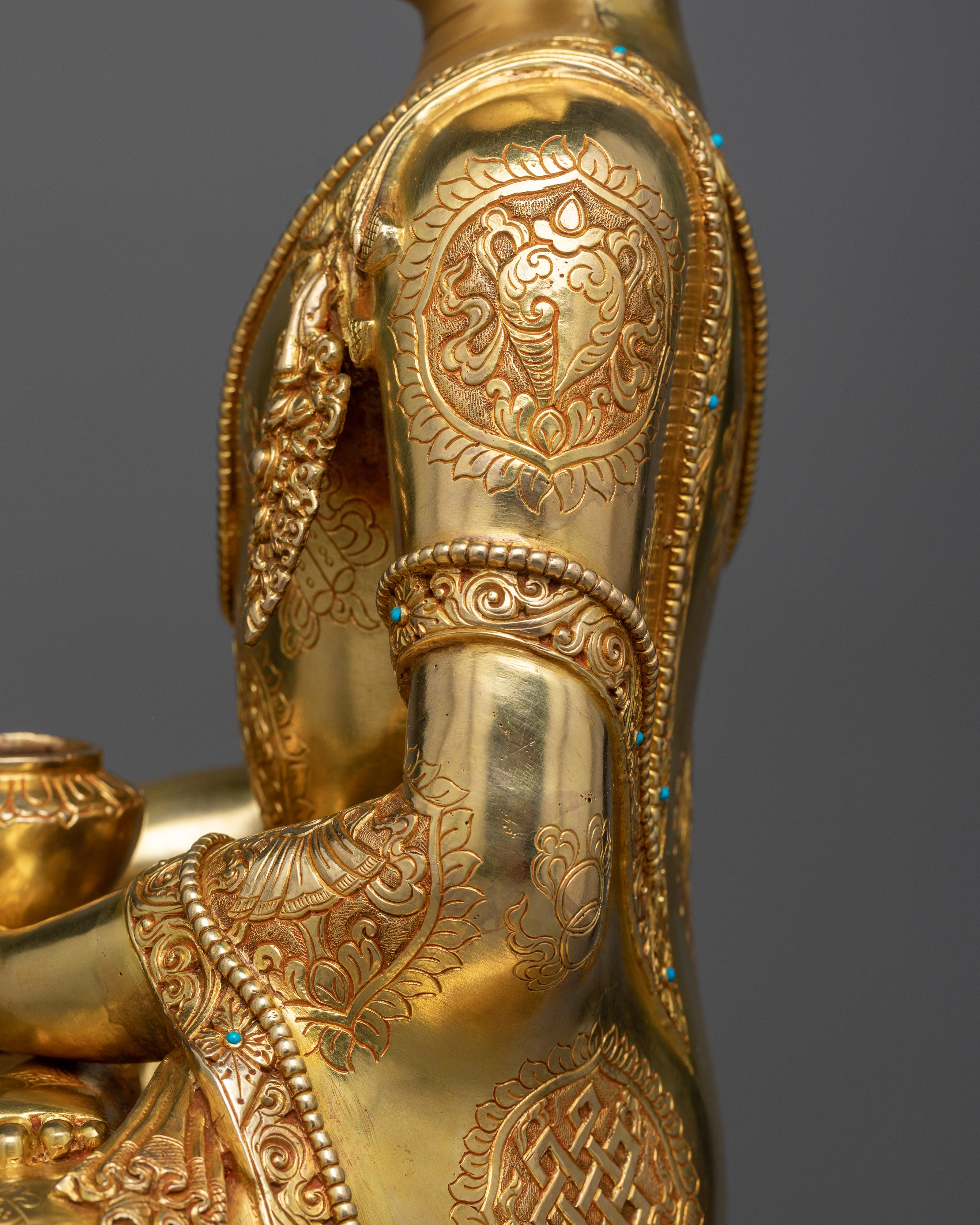 Majestic Bhagavan Shakyamuni Sculpture | 24K Gold Gilded Copper Statue