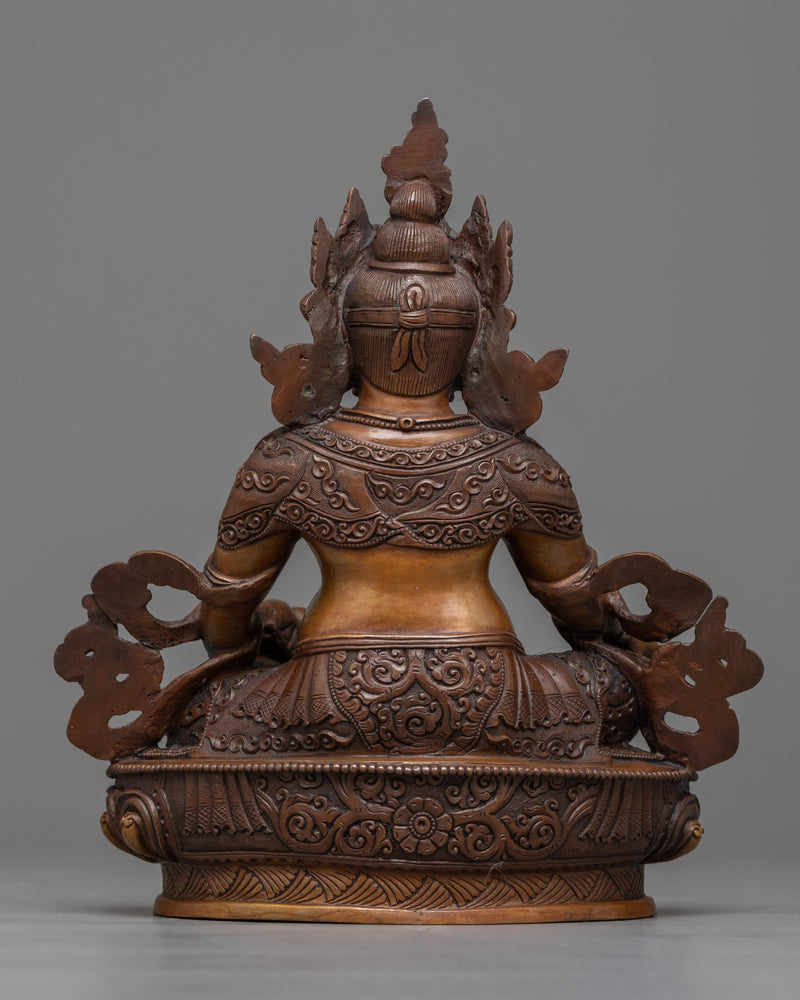 Dzambhala Statue in Chocolate Oxidized Copper | Tibetan Artisanal Excellence