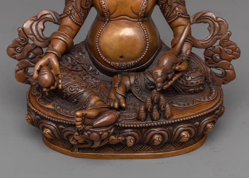 Dzambhala Statue in Chocolate Oxidized Copper | Tibetan Artisanal Excellence