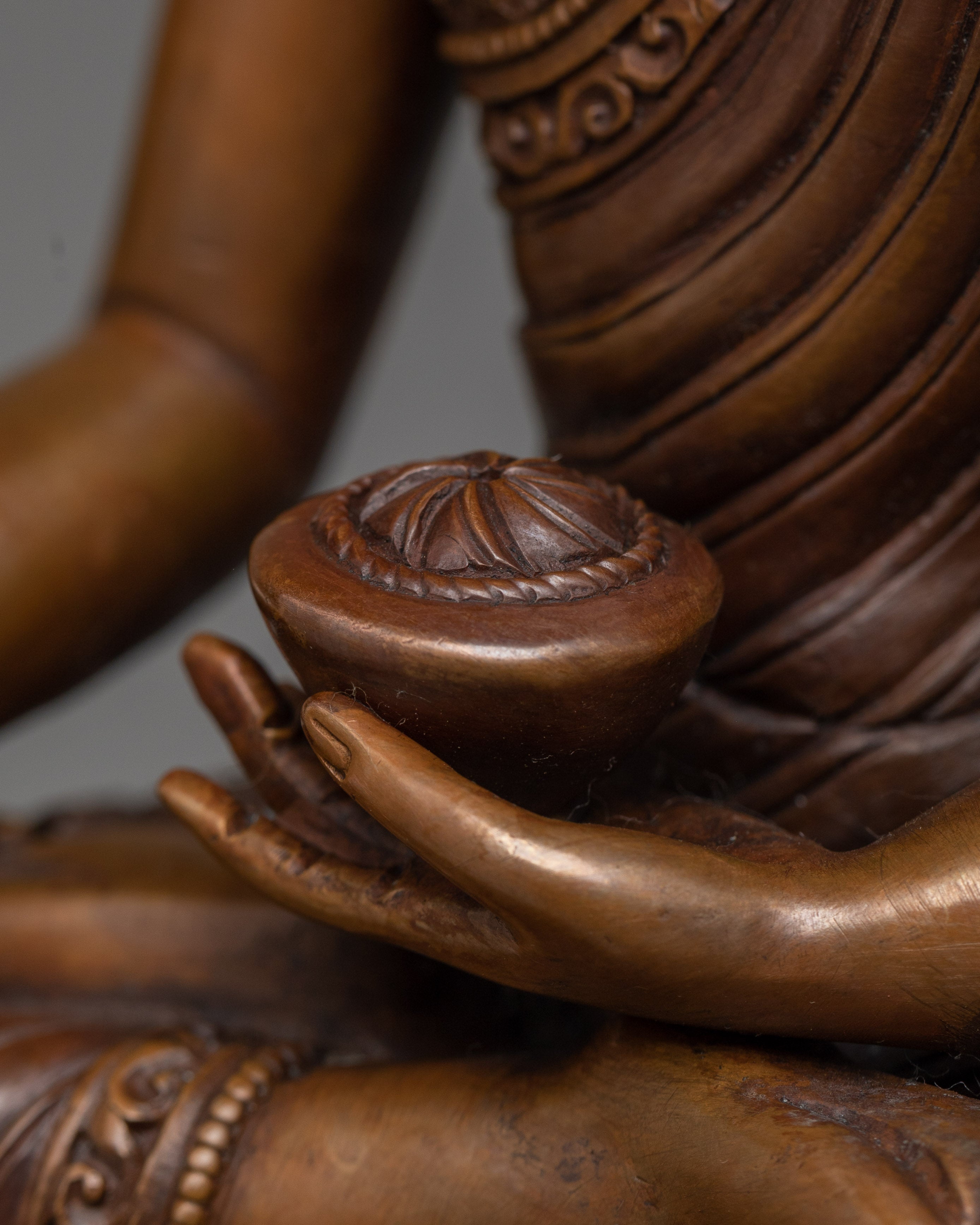 Serene Buddha Shakyamuni Statue in Chocolate Oxidized Finish
