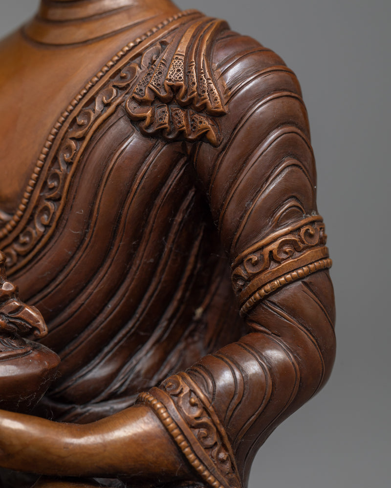 Healing Medicine Buddha Sculpture in Oxidized Copper | Traditional Artwork