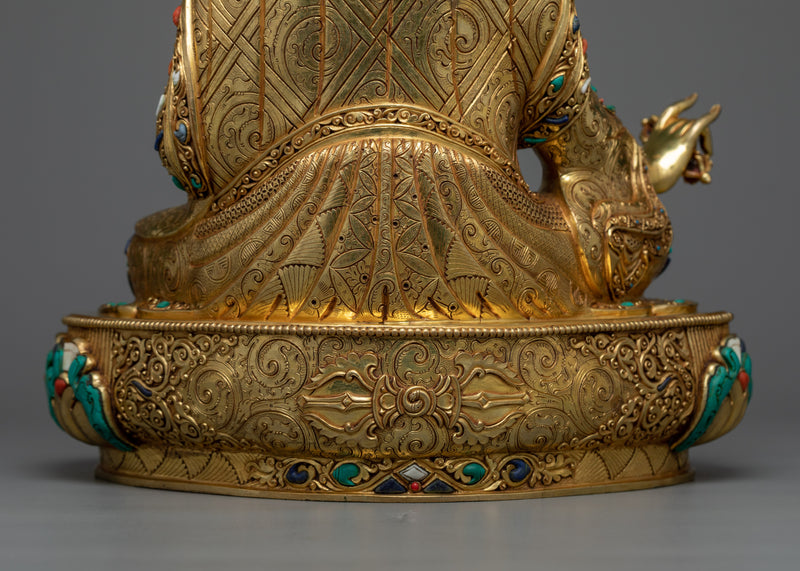 Exquisite Pema Jungne Padmasambhava | Triple Gold Layers Gilded Sculpture