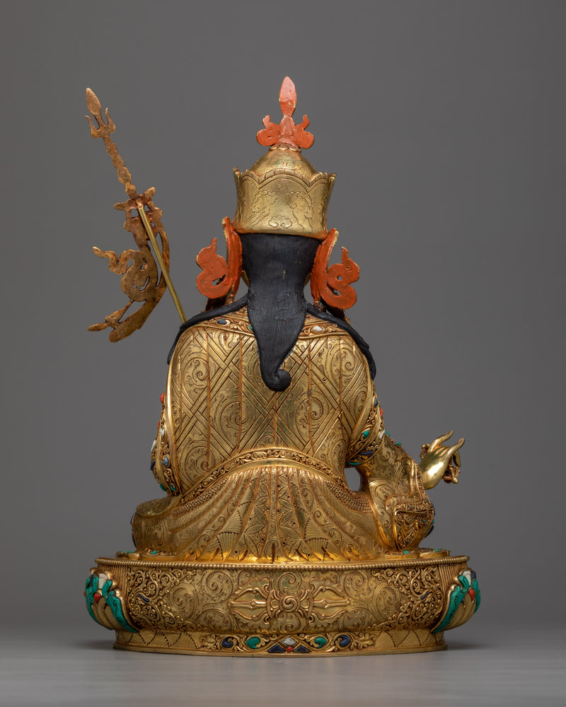 Exquisite Pema Jungne Padmasambhava | Triple Gold Layers Gilded Sculpture