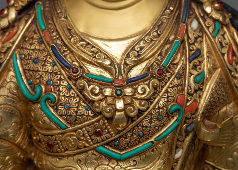 Exquisite Pema Jungne Padmasambhava | Triple Gold Layers Gilded Sculpture