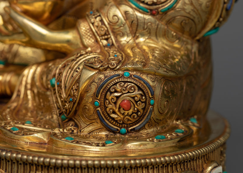 Exquisite Pema Jungne Padmasambhava | Triple Gold Layers Gilded Sculpture