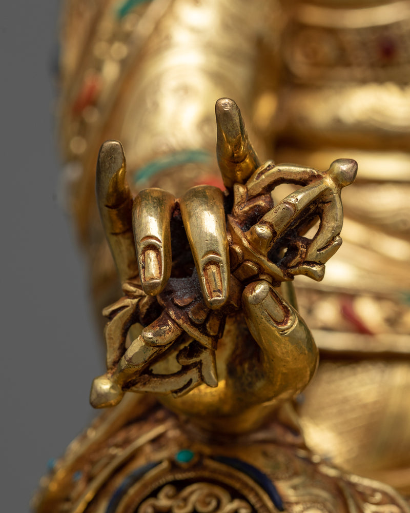 Exquisite Pema Jungne Padmasambhava | Triple Gold Layers Gilded Sculpture