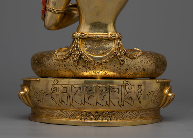 Radiant Monju Sculpture in 24K Gold | Wisdom Deity Manjushri