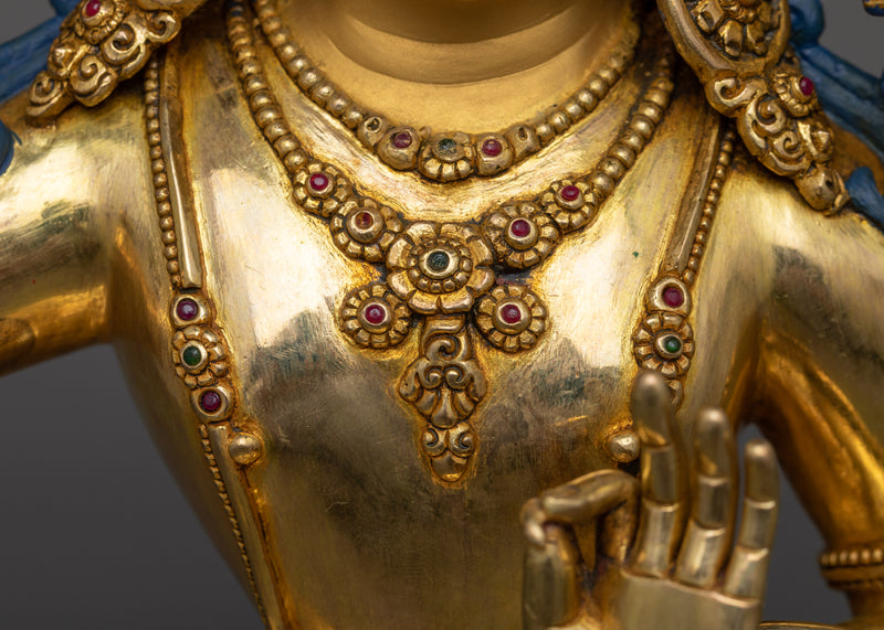 Radiant Monju Sculpture in 24K Gold | Wisdom Deity Manjushri