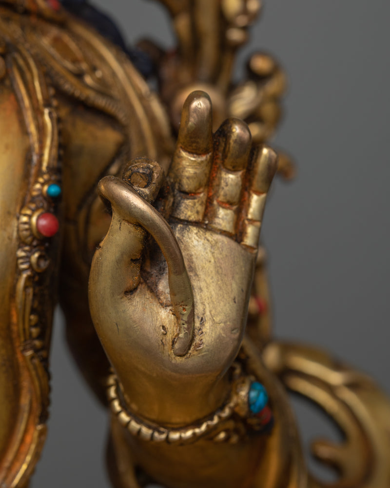 Monju Statue in 24K Gold | Embodiment of Wisdom