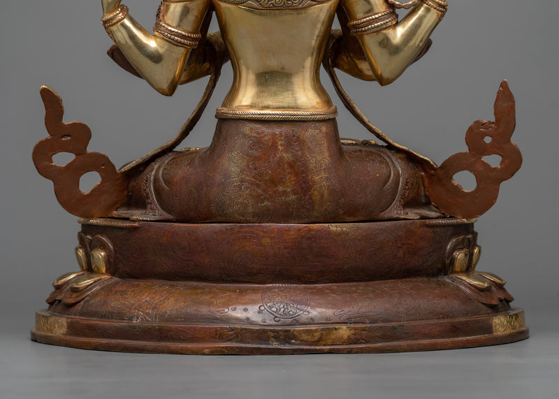 Compassionate Buda Chenrezig Statue | 24K Gold Gilded Art