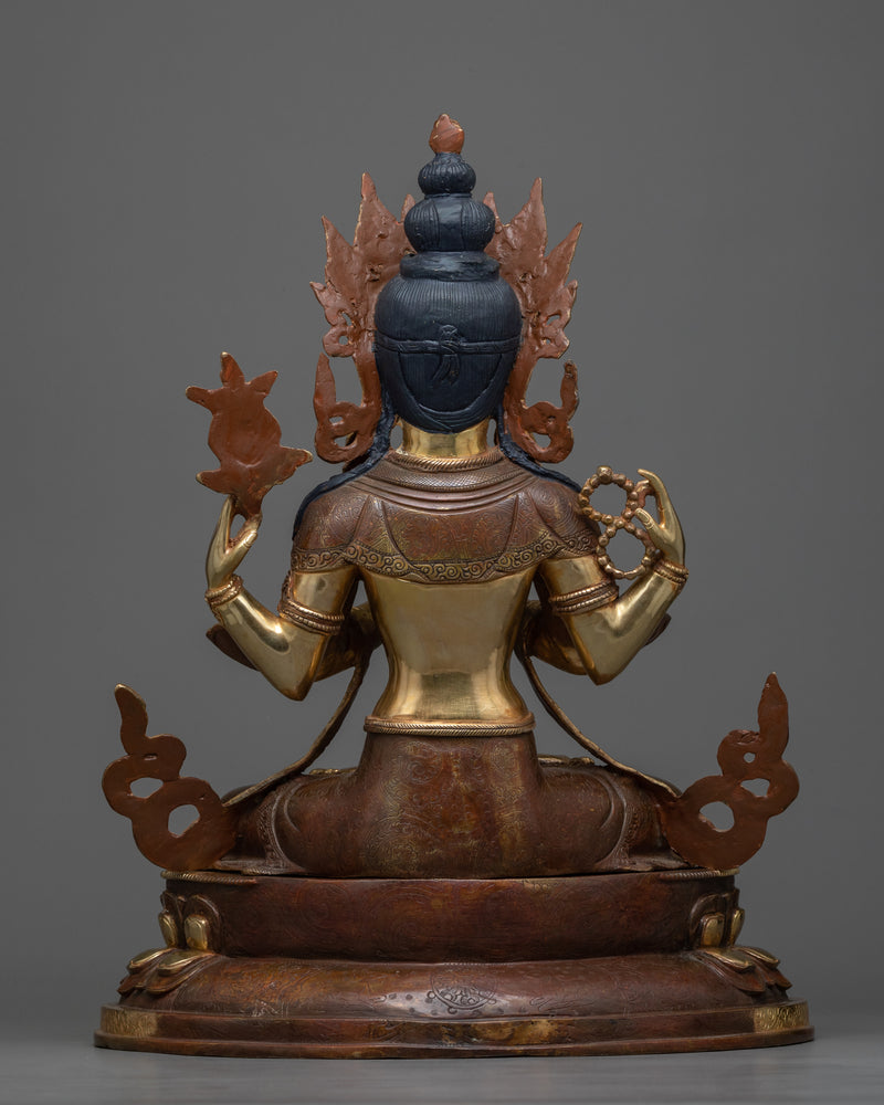 Compassionate Buda Chenrezig Statue | 24K Gold Gilded Art