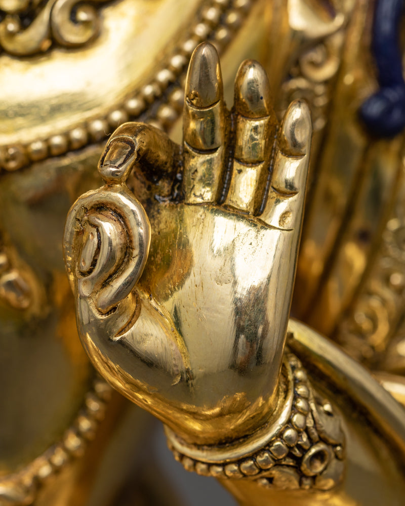 Exquisite Manjushri Buda Statue | 24K Gold Gilded Wisdom Deity