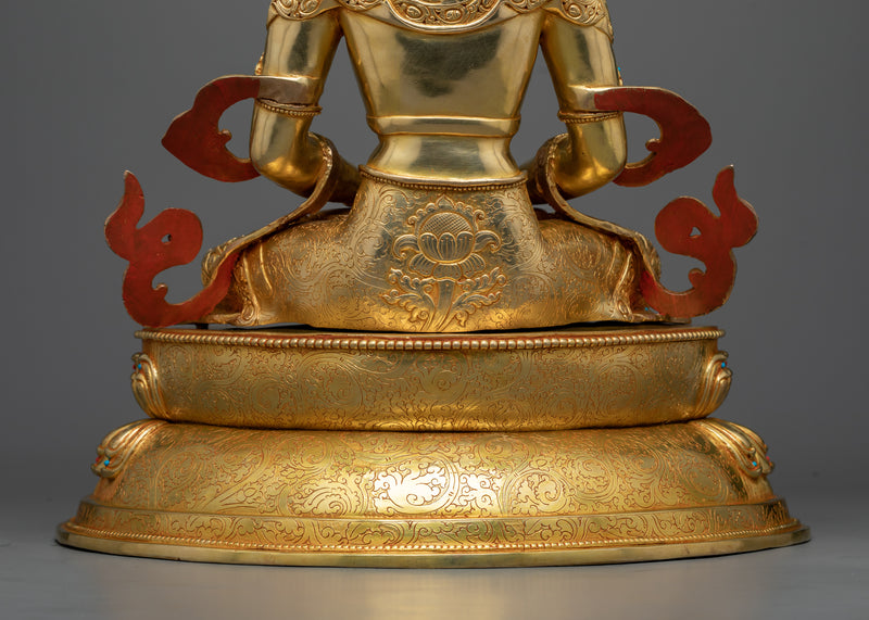 24K Gold Gilded Aparamita Amitayus Buddha Statue | Traditional Artwork