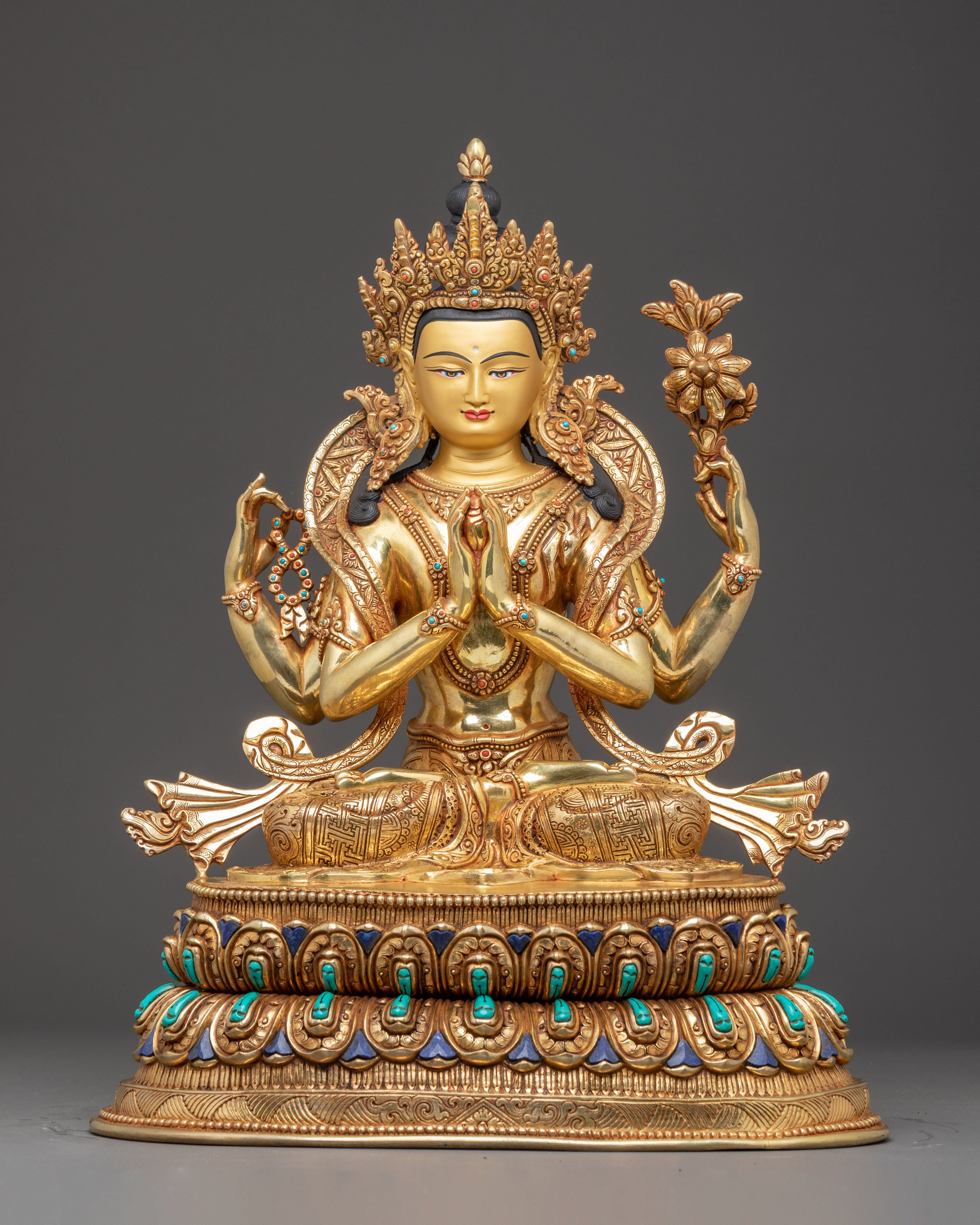 Handmade Golden Statue of Compassion Bodhisattva Avalokiteshvara