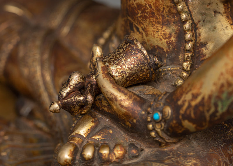Vajrasattva Meditation Statue | 24K Gold Gilded Antique Finish