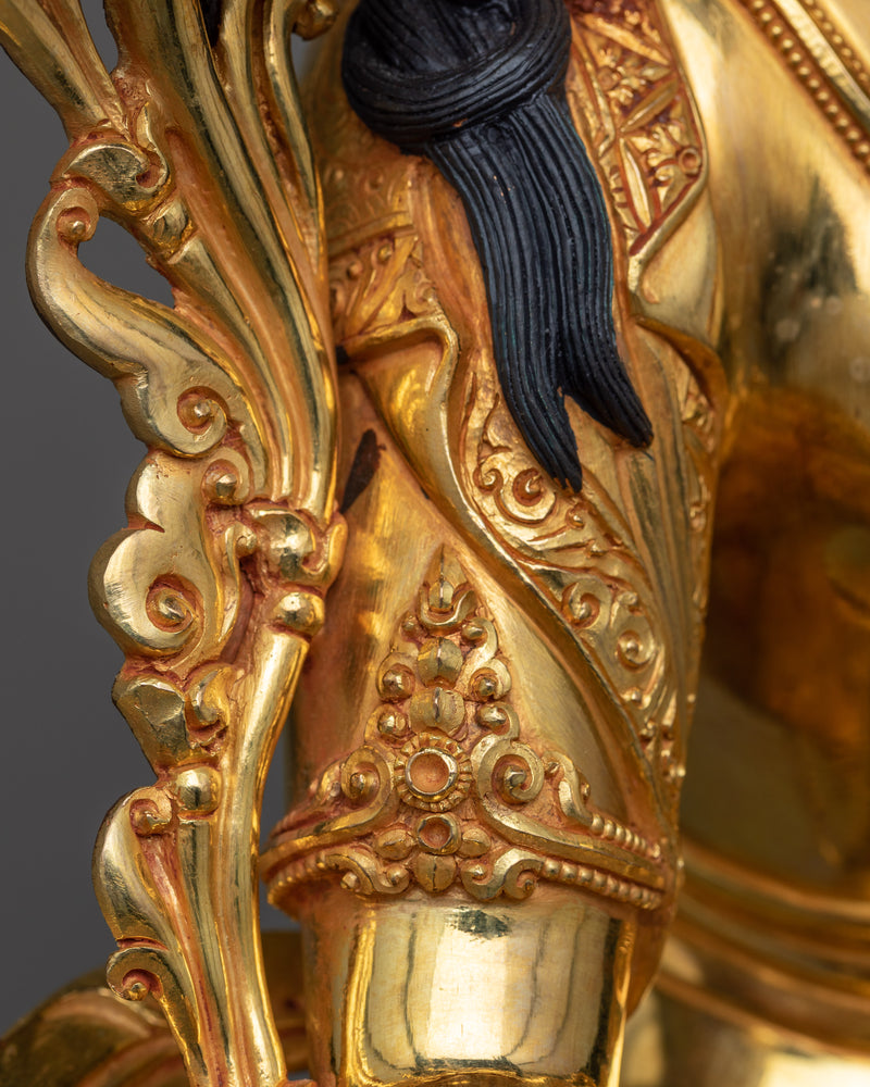 Exquisite Tara Verde Statue | 24K Gold Gilded Green Tara