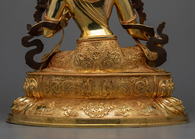 Exquisite Tara Verde Statue | 24K Gold Gilded Green Tara