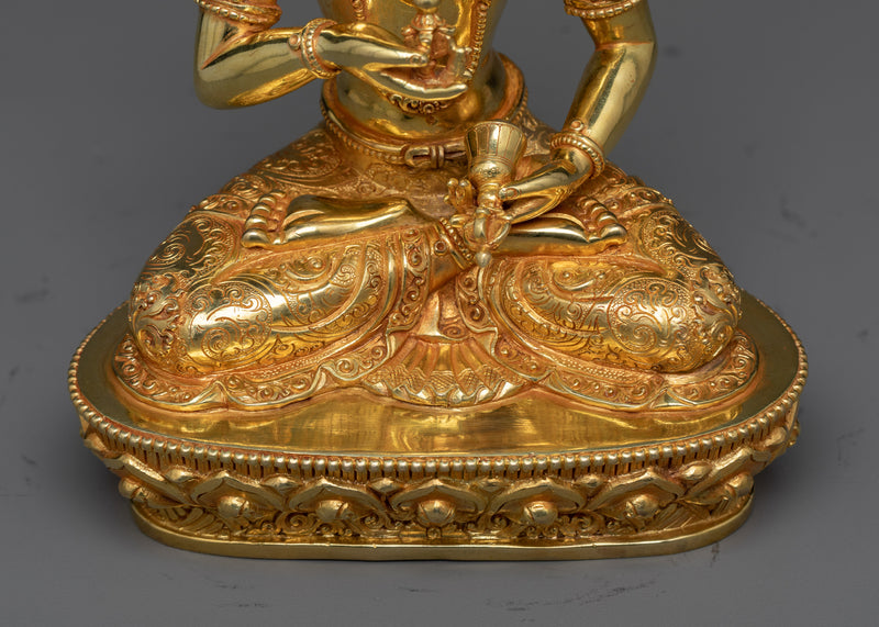 Dorje Sempa Statue for Shrine | 24K Gold Gilded Vajrasattva Sculpture