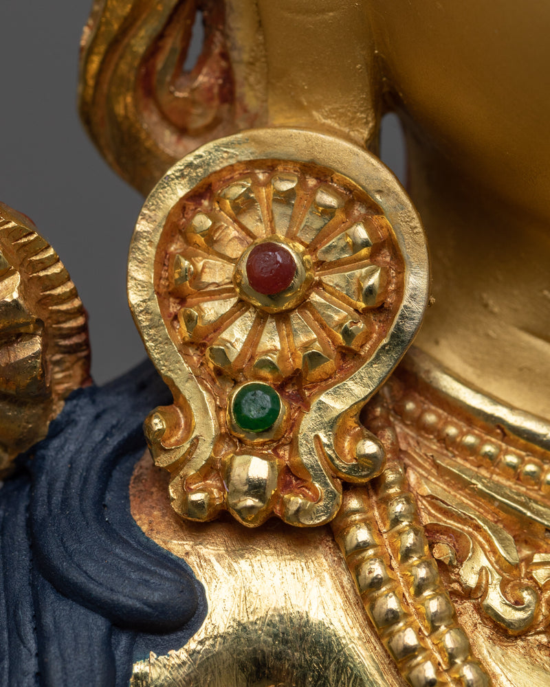 Green Tara Goddess Sculpture | 24K Gold Gilded Emblem of Compassion