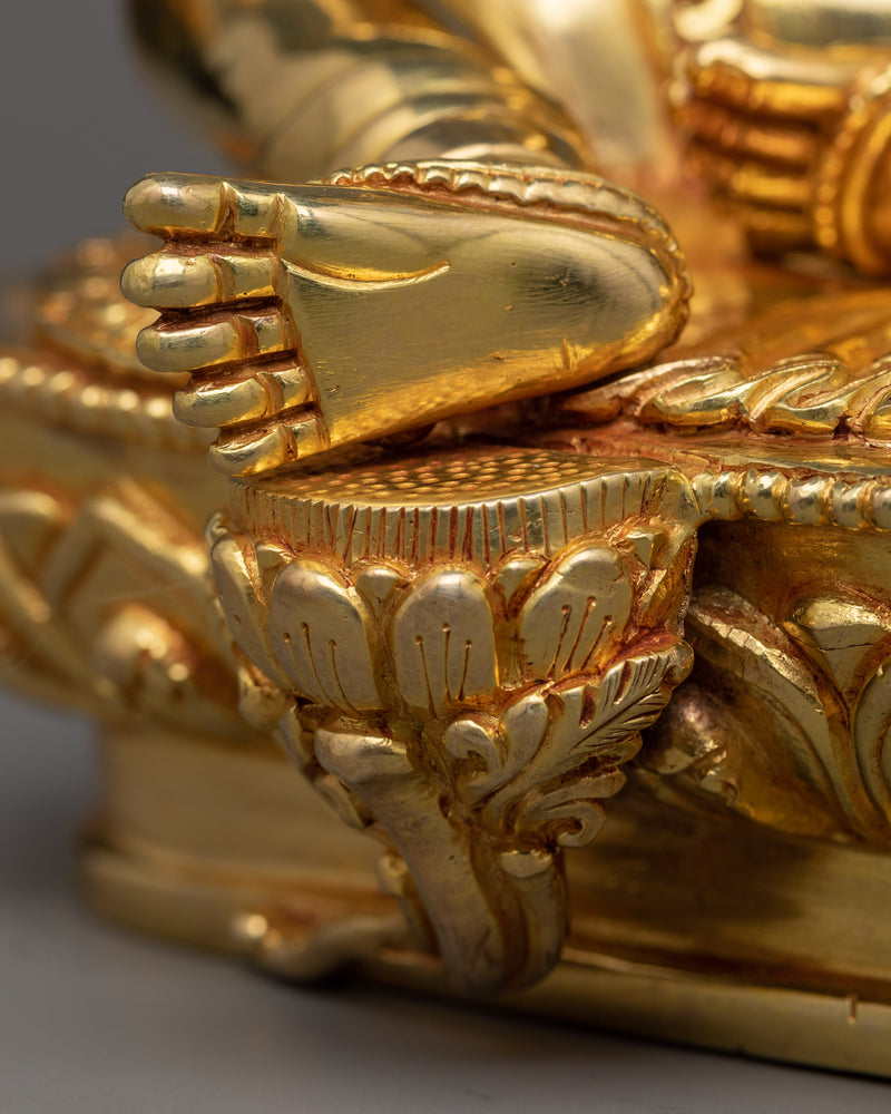 Green Tara Goddess Sculpture | 24K Gold Gilded Emblem of Compassion