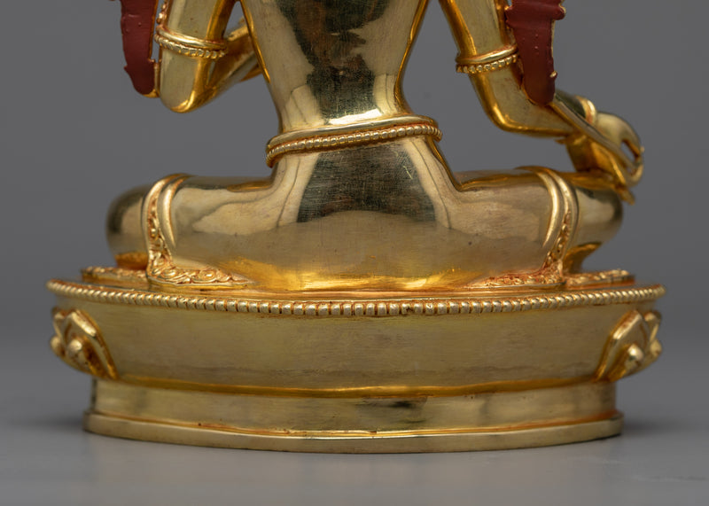 Green Tara Goddess Sculpture | 24K Gold Gilded Emblem of Compassion