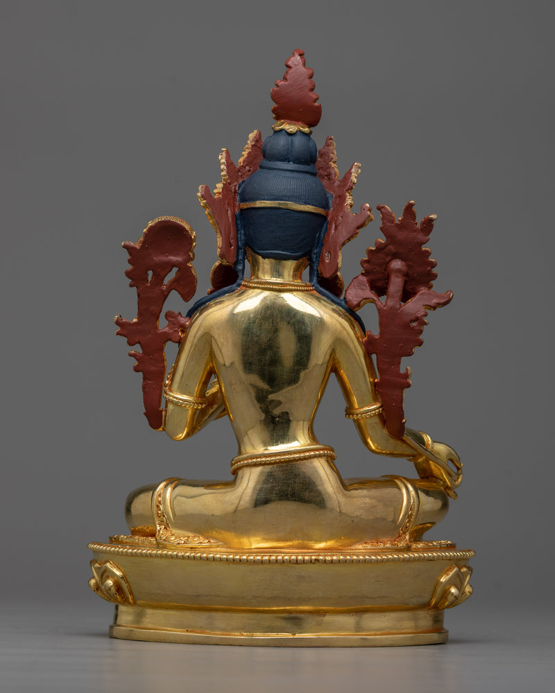 Green Tara Goddess Sculpture | 24K Gold Gilded Emblem of Compassion