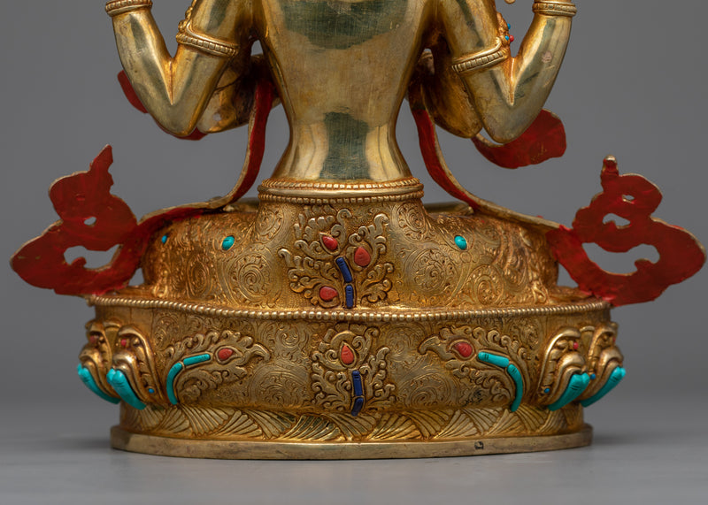 Chenrezig Bodhisattva Sculpture | 24K Gold Gilded Symbol of Compassion