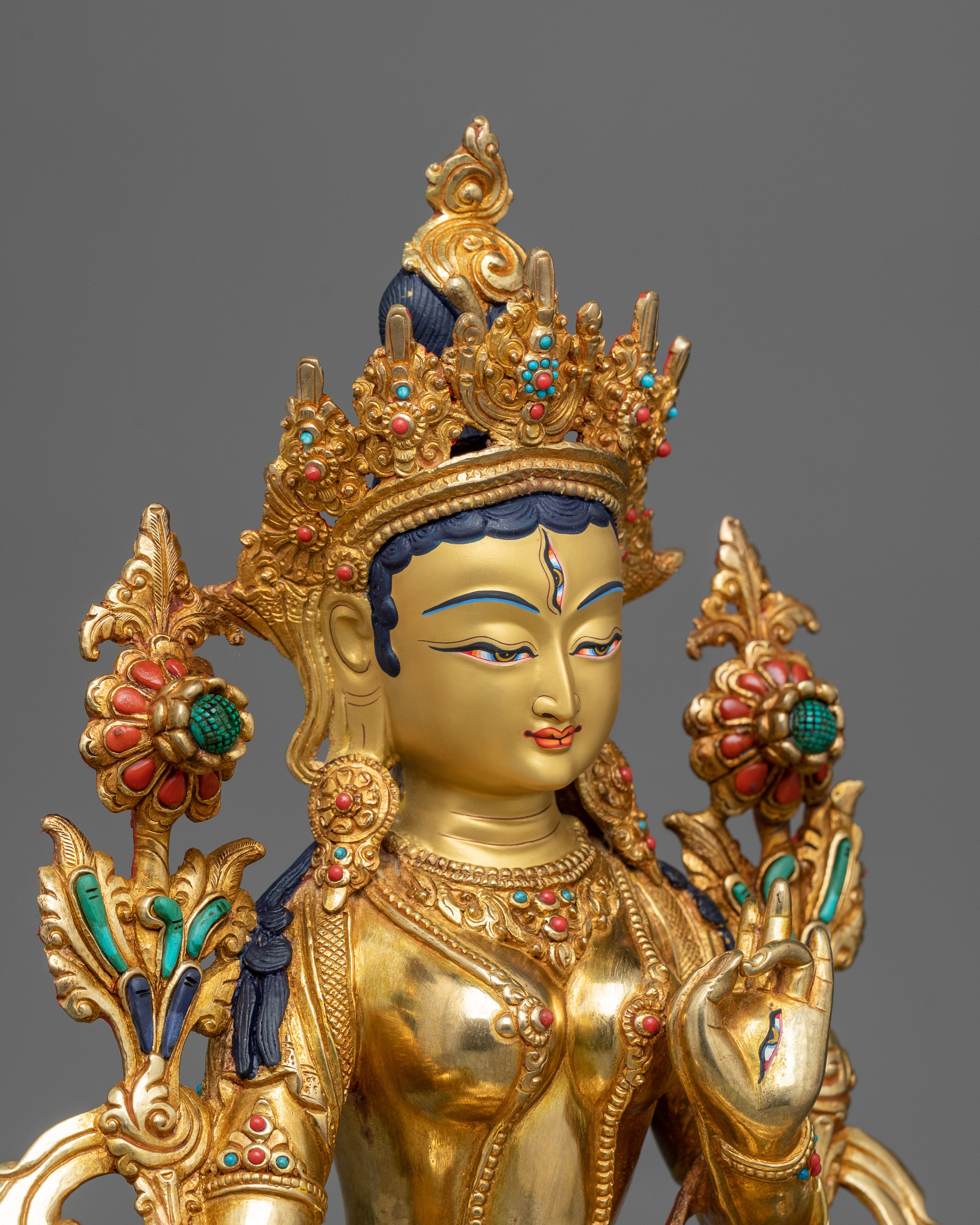 Dolma Karpo (White Tara) Sculpture | 24K Gold Gilded Serenity